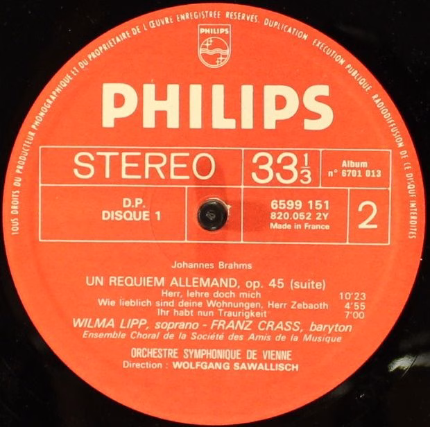 Philips 6701 013 - Johannes Brahms, Wiener Singverein, Wiener Sy - Image 6
