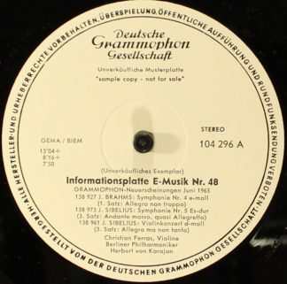 Deutsche Grammophon 104 296 A - Various - Informationsplatte E-M