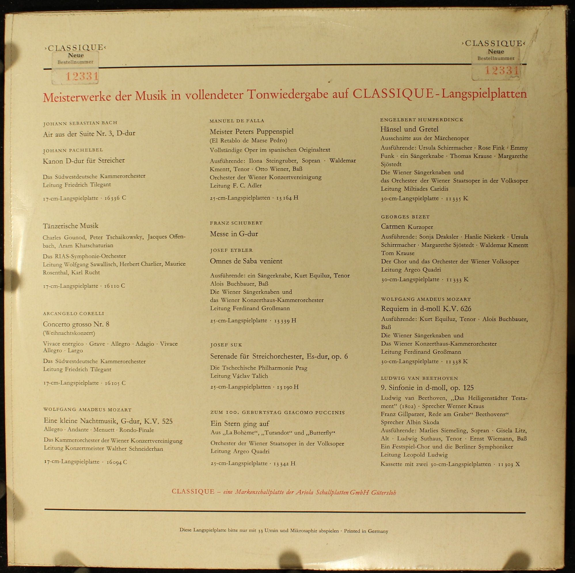 ›Classique‹ 12 331 - Georges Bizet, Chor Der Wiener Volksoper, W - Image 2