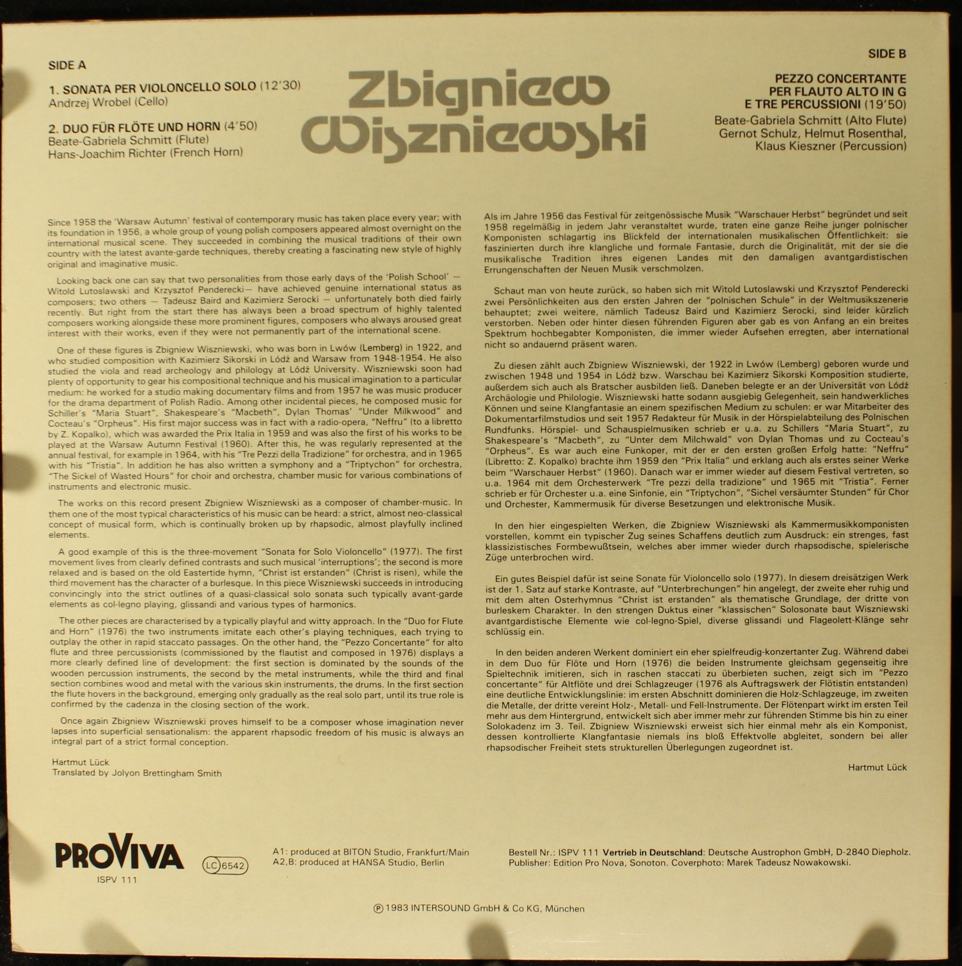 Pro Viva ISPV 111 - Zbigniew Wiszniewski - Sonata / Duo / Pezzo - Image 2