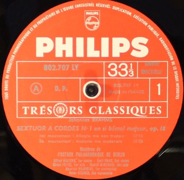Philips 802.707 LY - Johannes Brahms, Philharmonisches Oktett Be - Image 3