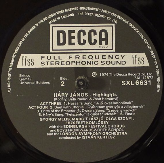 DECCA SXL 6631 - Zoltán Kodály, István Kertész - Hary Janos High - Image 4