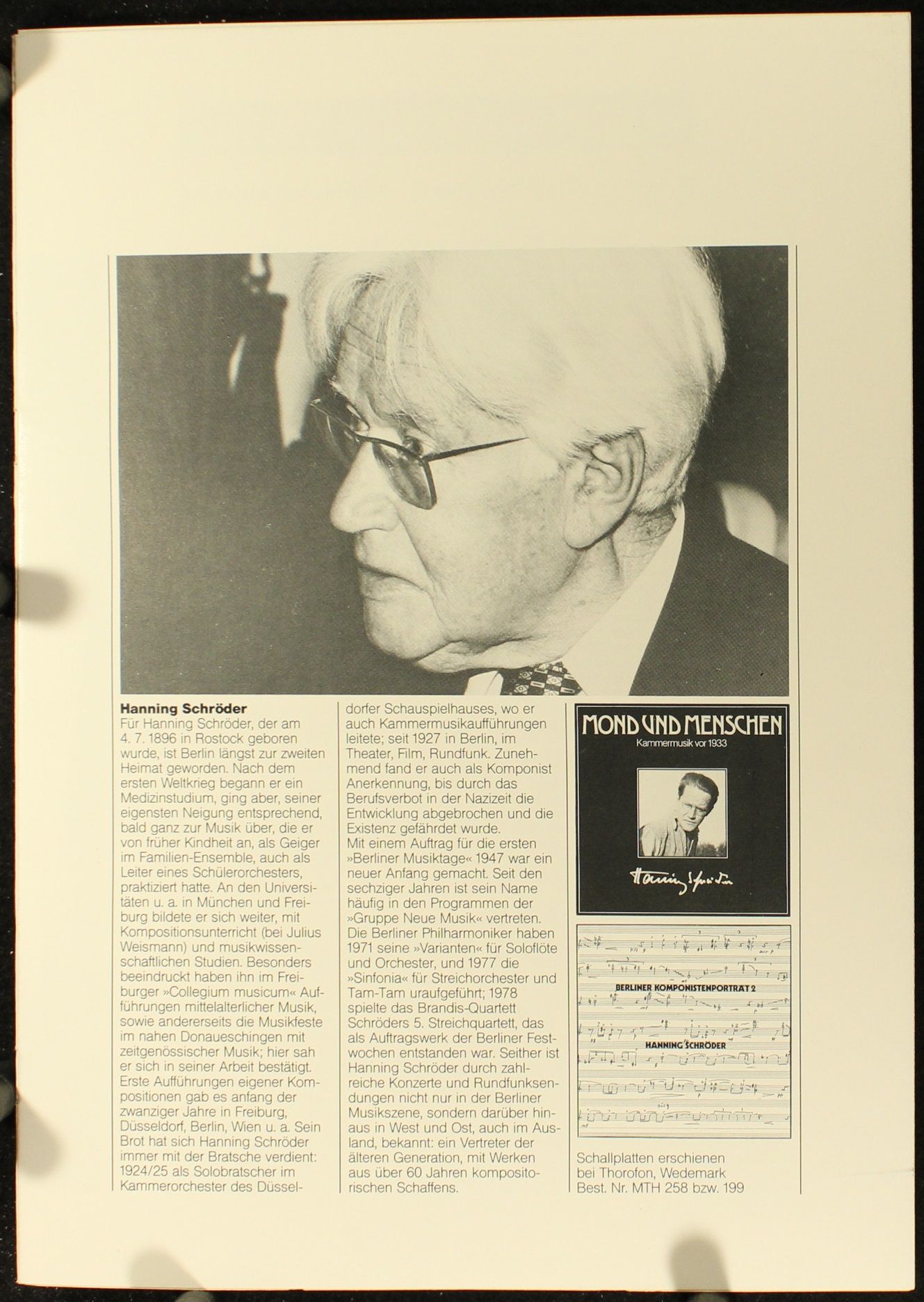 Thorofon MTH 258 - Hanning Schröder - Mond Und Menschen - Kammer - Image 4
