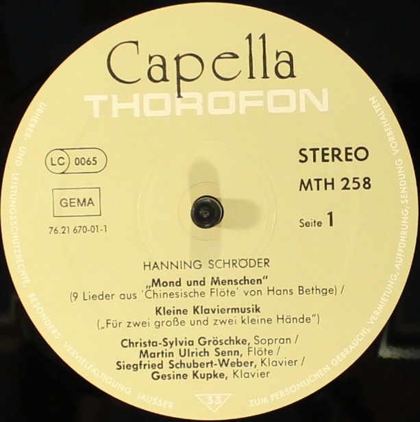 Thorofon MTH 258 - Hanning Schröder - Mond Und Menschen - Kammer - Image 6