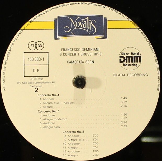 Novalis 150 083-1 - Francesco Geminiani, Camerata Bern, Thomas F - Image 4