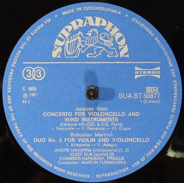 Supraphon SUA ST 50877 - Bohuslav Martinů, Jacques Ibert, André - Image 3