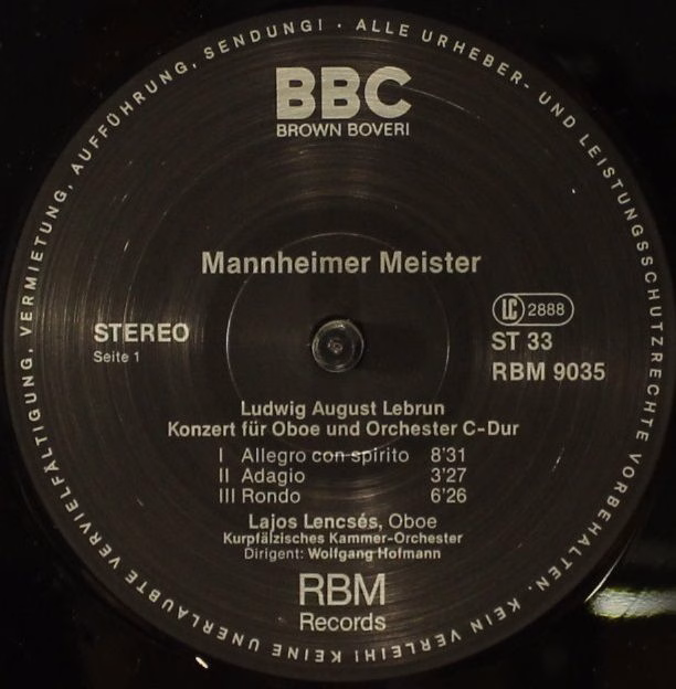 RBM Records RBM 9035 - Ludwig August Lebrun, Carl Stamitz - Mann - Image 3