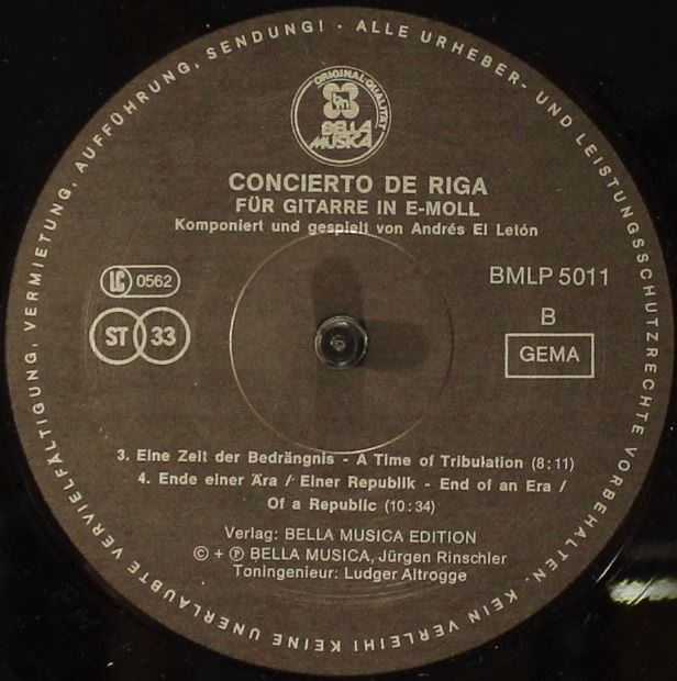 Bella Musica BM LP 5011 - Andrés El Letón - Concierto De Riga - - Image 4