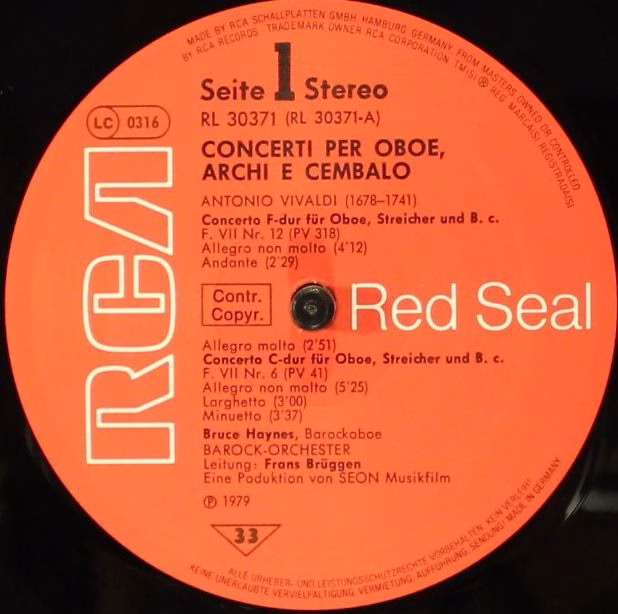 RCA Red Seal RL 30371 - Bruce Haynes, Frans Brüggen - Concerti P - Image 6