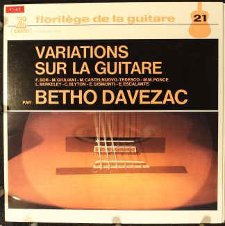 Erato STU 70926 - Betho Davezac - Variations Sur La Guitare
