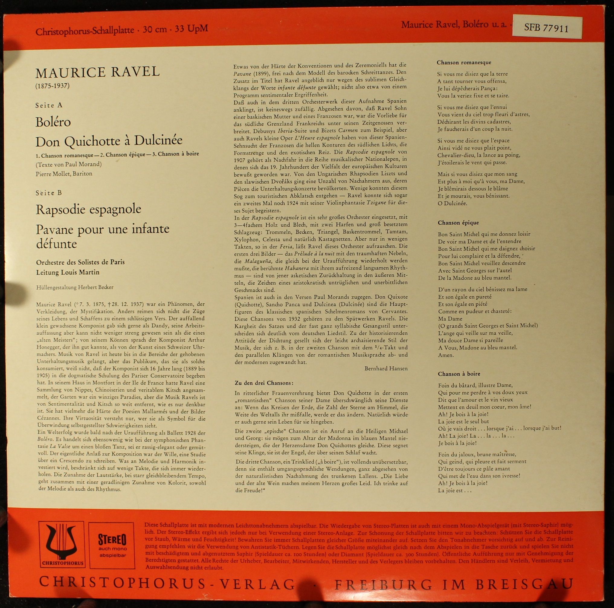 Christophorus SFB 77911 - Maurice Ravel, Orchestre Des Solistes - Image 2