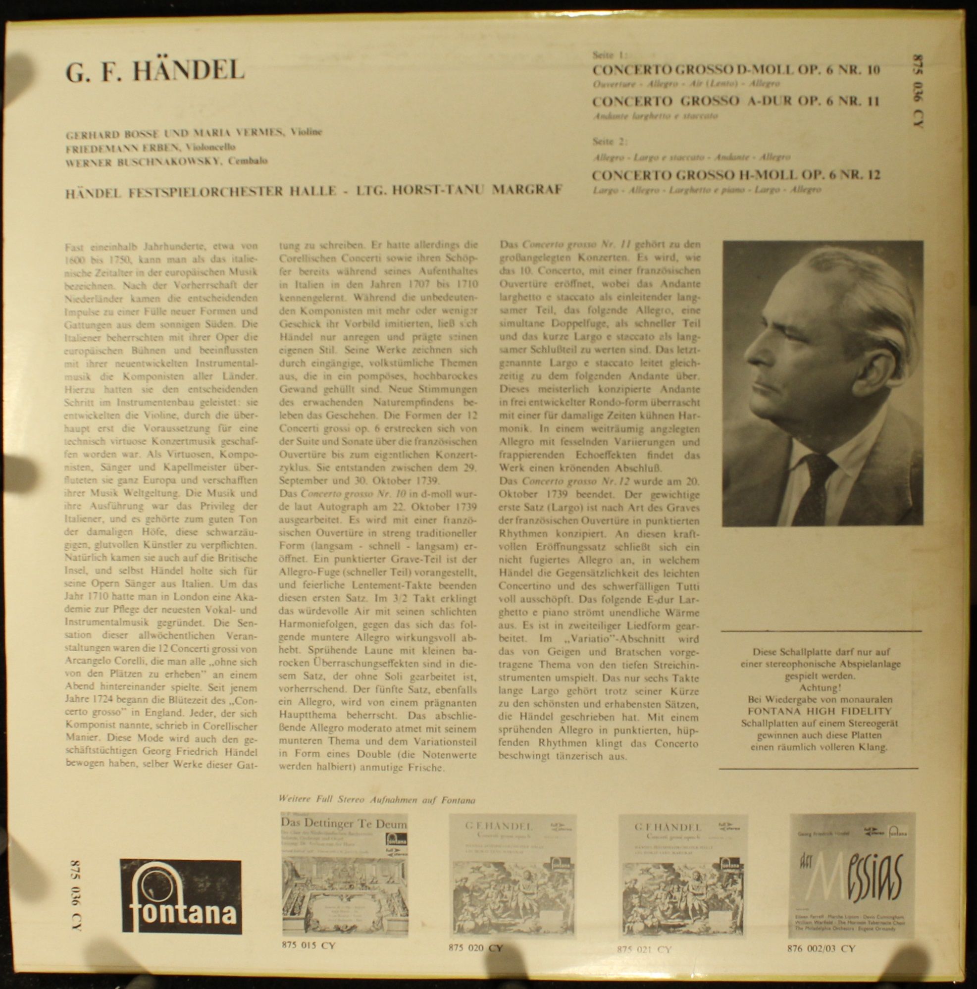 Fontana 875 036 CY - Georg Friedrich Händel, Händel Festspiel-Or - Image 2