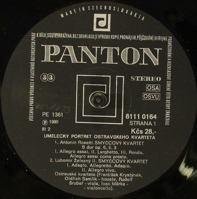 Panton 8111 0164 - Antonio Rosetti, Lubomír Železný, Zbyněk Přec - Image 4