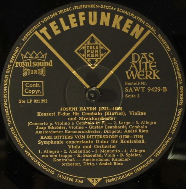 Telefunken SAWT 9429-B - Joseph Haydn, Johann Joachim Quantz, Ca - Image 4