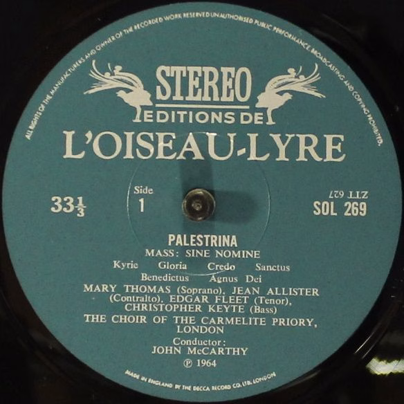 L'Oiseau-Lyre SOL 269 - Giovanni Pierluigi da Palestrina, Choir - Image 3