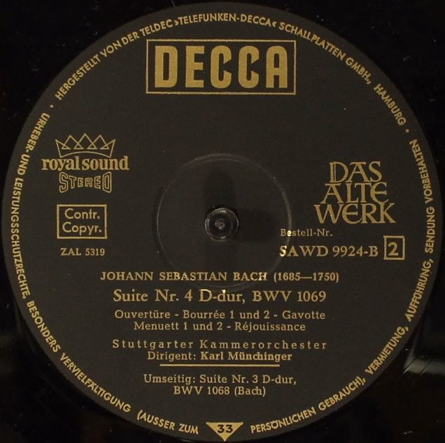 DECCA SAWD 9923/24-B - Johann Sebastian Bach, Karl Münchinger, S - Image 7