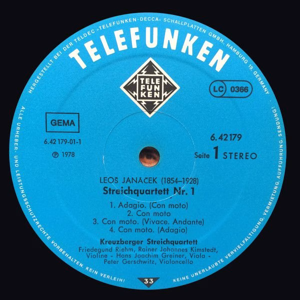 Telefunken 6.42179 - Leoš Janáček, Kreuzberger Streichquartett - - Image 2