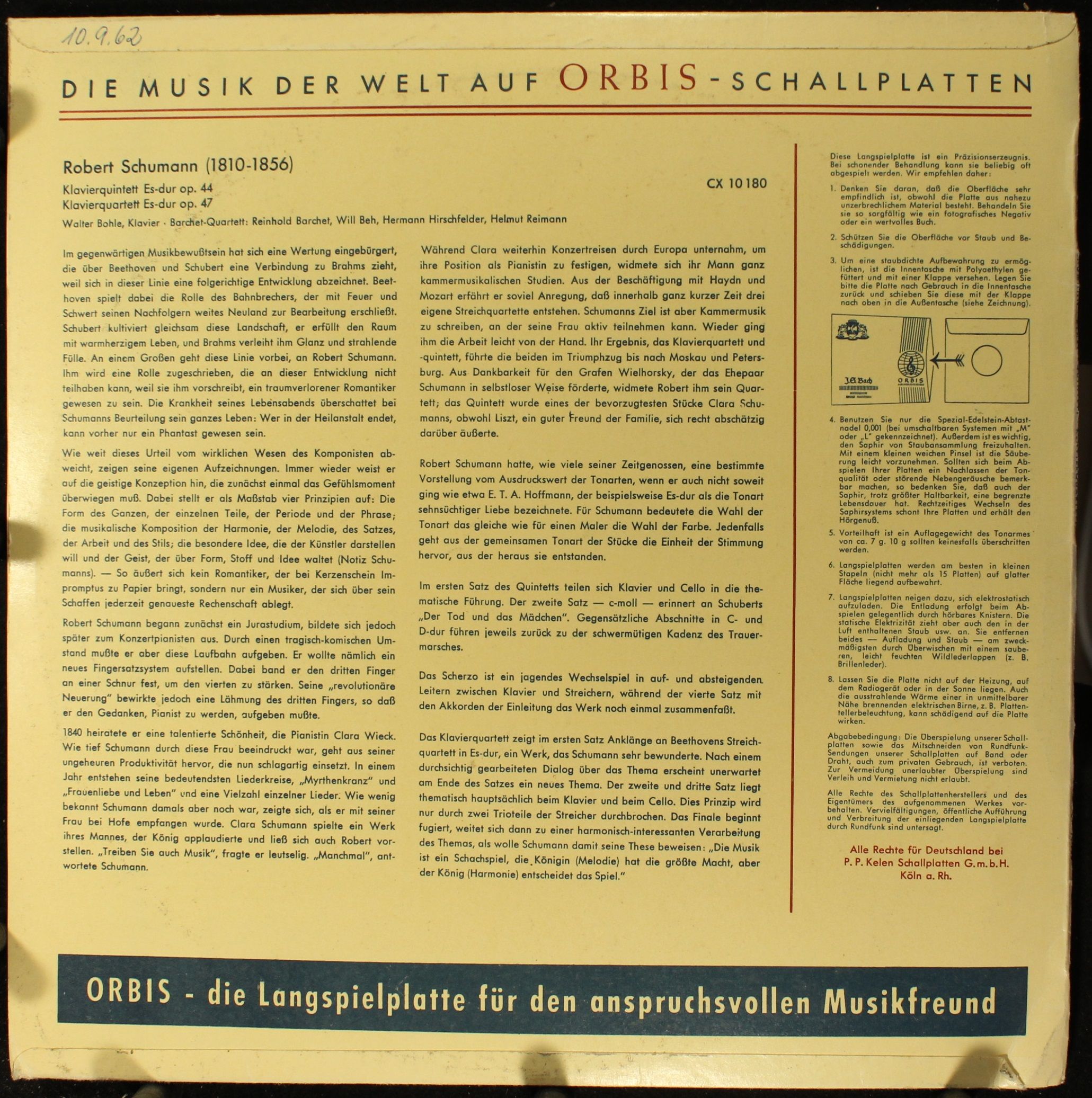 Orbis CX 10180 - Robert Schumann - Klavierquintett Es-Dur Op.44 - Image 2