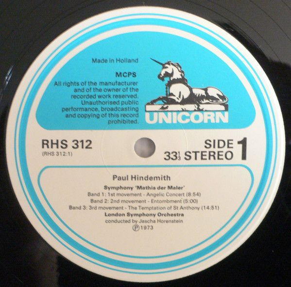 Unicorn Records (3) RHS 312 - Paul Hindemith, Richard Strauss, J - Image 3