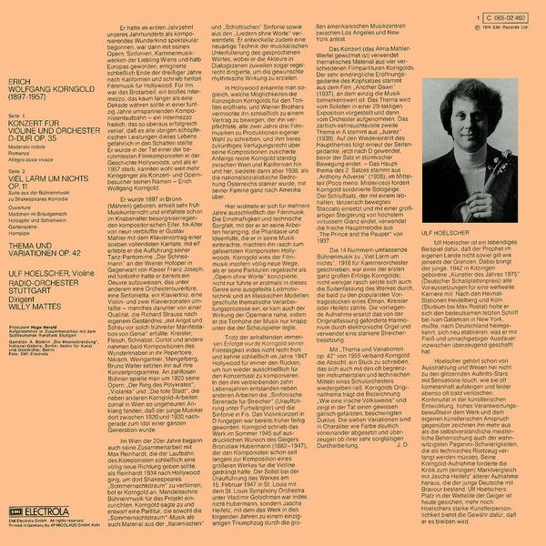 His Master's Voice 1C 065-02460 - Ulf Hoelscher, Erich Wolfgang - Image 2