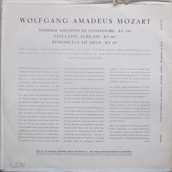 His Master's Voice WALP 517 - Wolfgang Amadeus Mozart, Erna Berg - Image 2