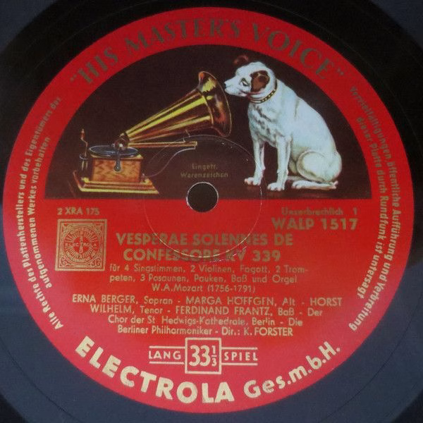His Master's Voice WALP 517 - Wolfgang Amadeus Mozart, Erna Berg - Image 3