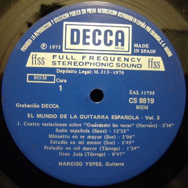 DECCA CS 8819 - Narciso Yepes - El Mundo De La Guitarra Española - Image 3