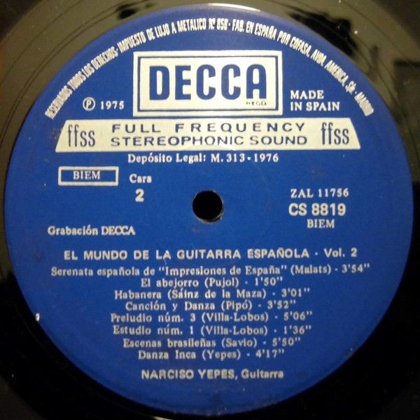 DECCA CS 8819 - Narciso Yepes - El Mundo De La Guitarra Española - Image 4