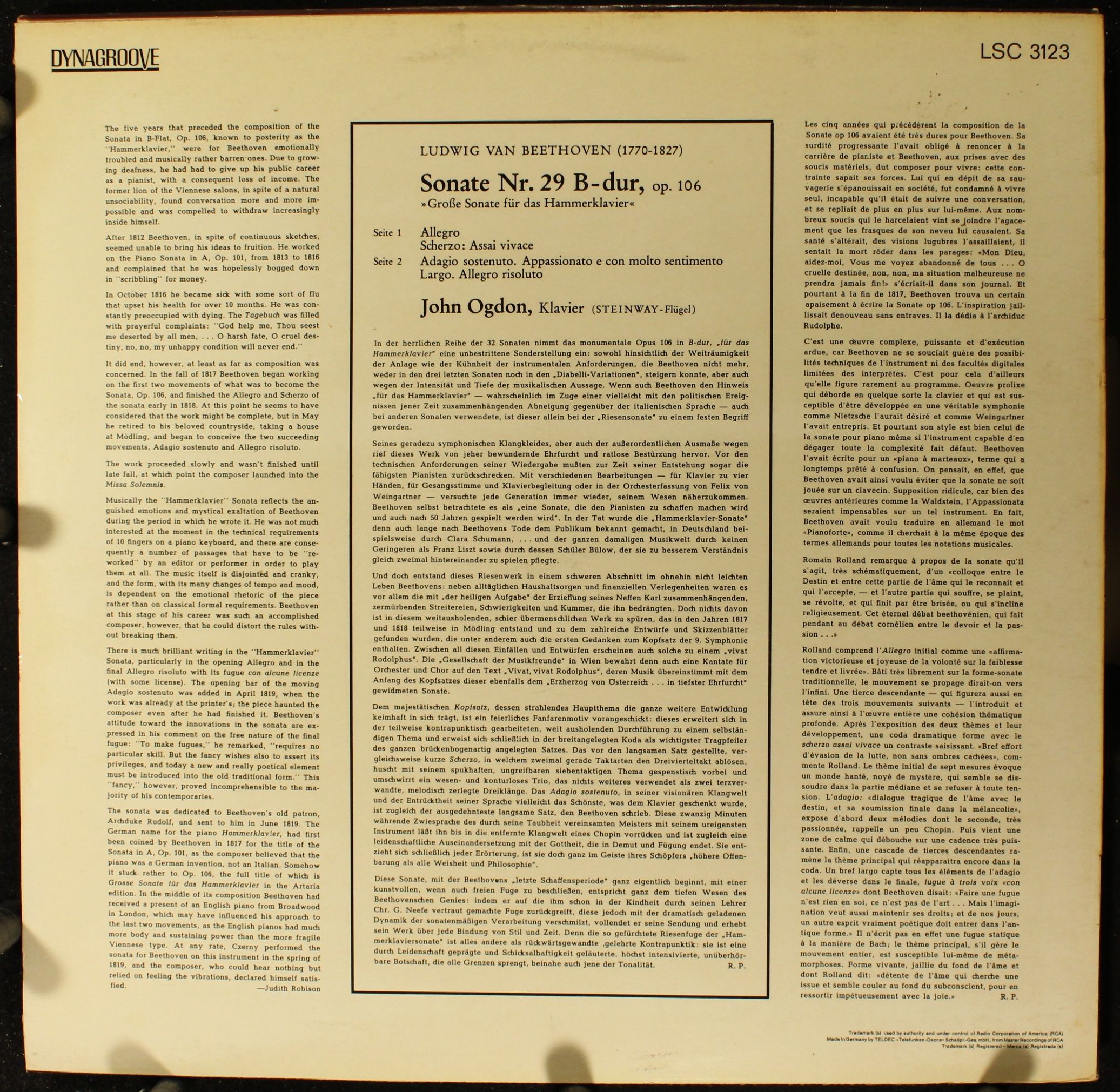 RCA Red Seal LSC-3123 - Ludwig van Beethoven, John Ogdon - Beeth - Image 2