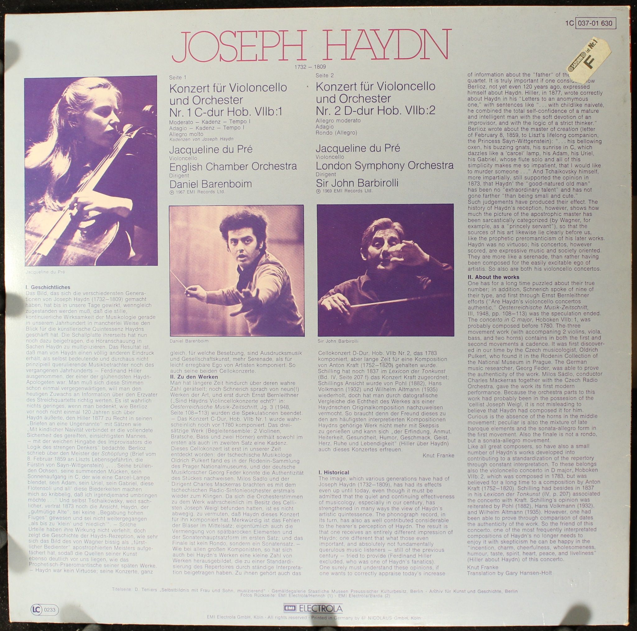 His Master's Voice 1C 037-01 630 - Joseph Haydn, Jacqueline Du P - Image 2