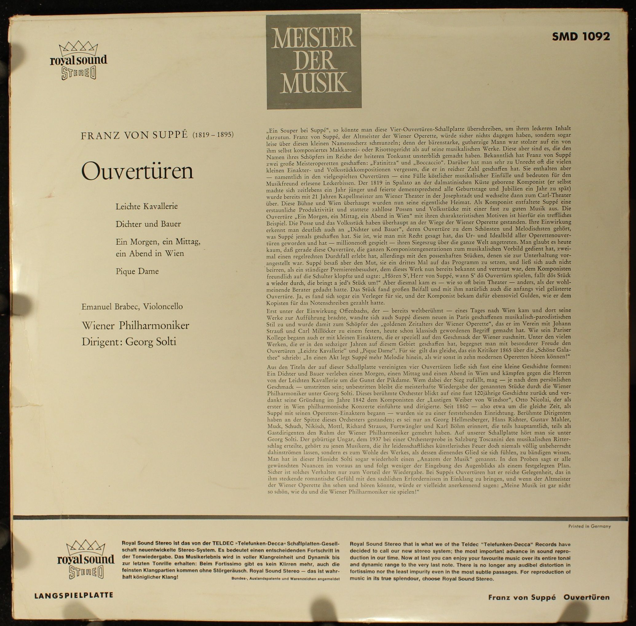 DECCA SMD 1092 - Franz von Suppé, Wiener Philharmoniker, Georg S - Image 2