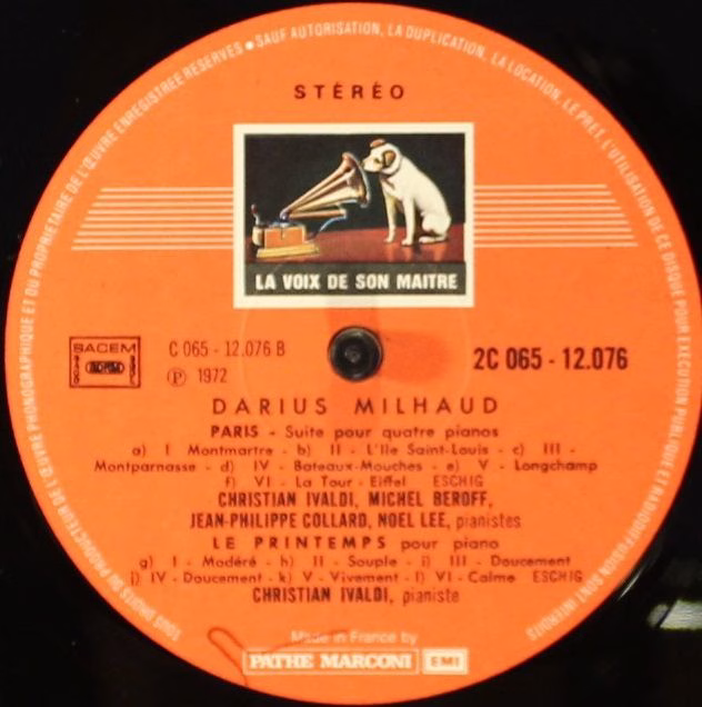 La Voix De Son Maître 2C 065-12076 - Darius Milhaud, Christian I - Image 3