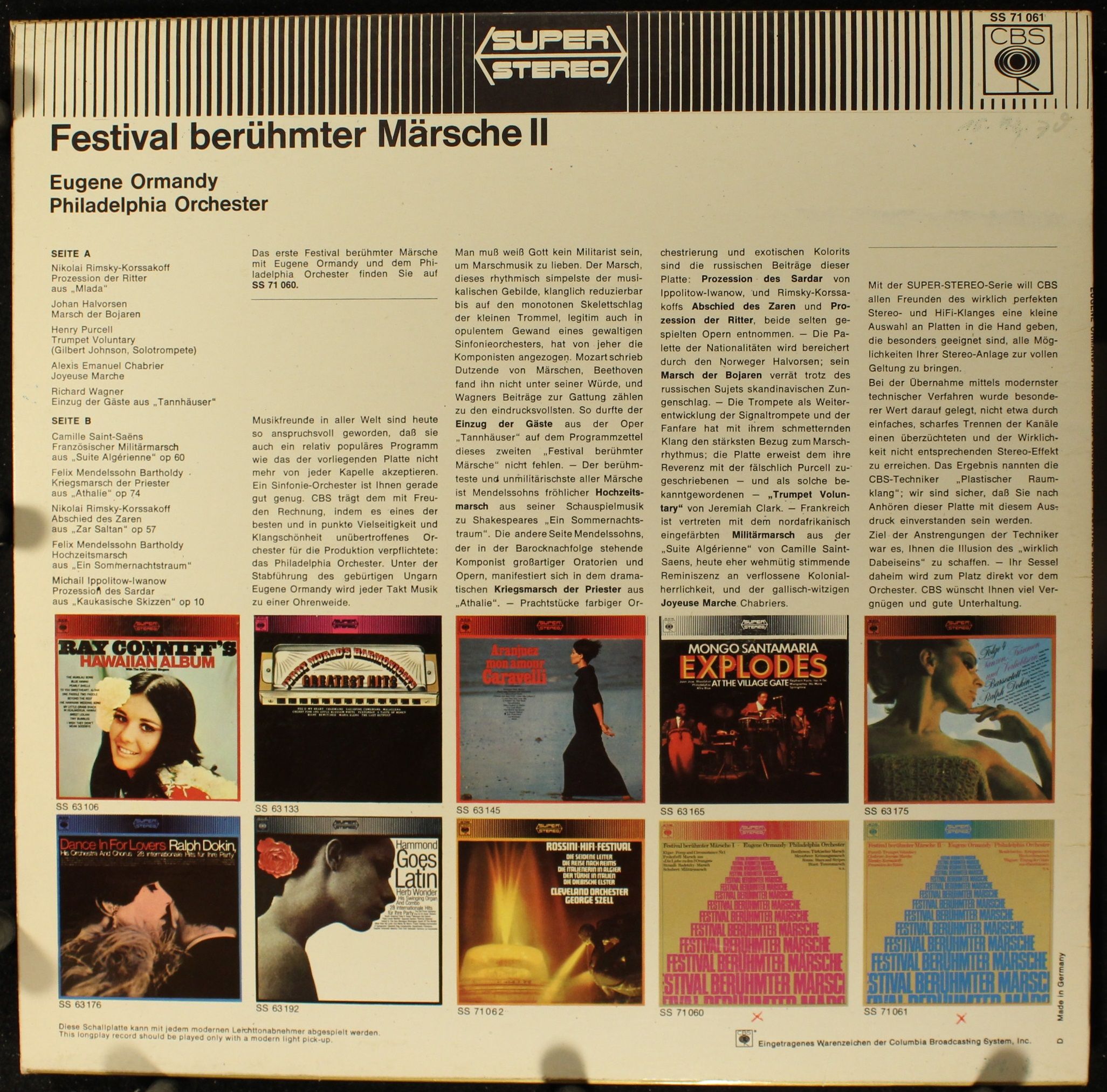 CBS SS 71 061 - Eugene Ormandy, The Philadelphia Orchestra - Fes - Image 2