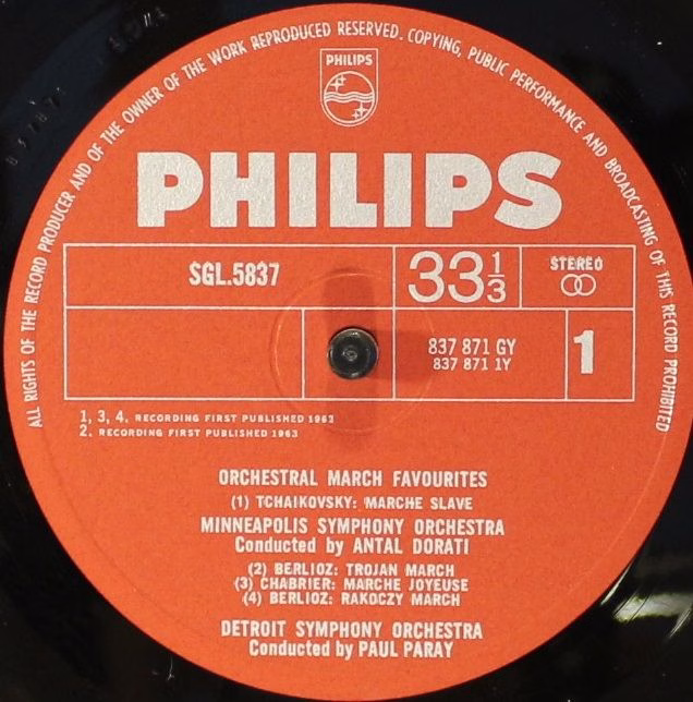 Philips SGL 5837 - Various - Orchestral March Favourites - Image 3