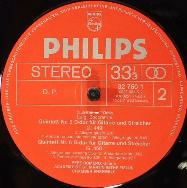 Philips 32 760 1 - Luigi Boccherini, Pepe Romero, Academy Of St. - Image 4