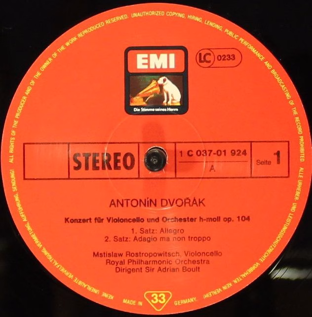 His Master's Voice 1C 037-01 924 - Antonín Dvořák, Camille Saint - Image 3