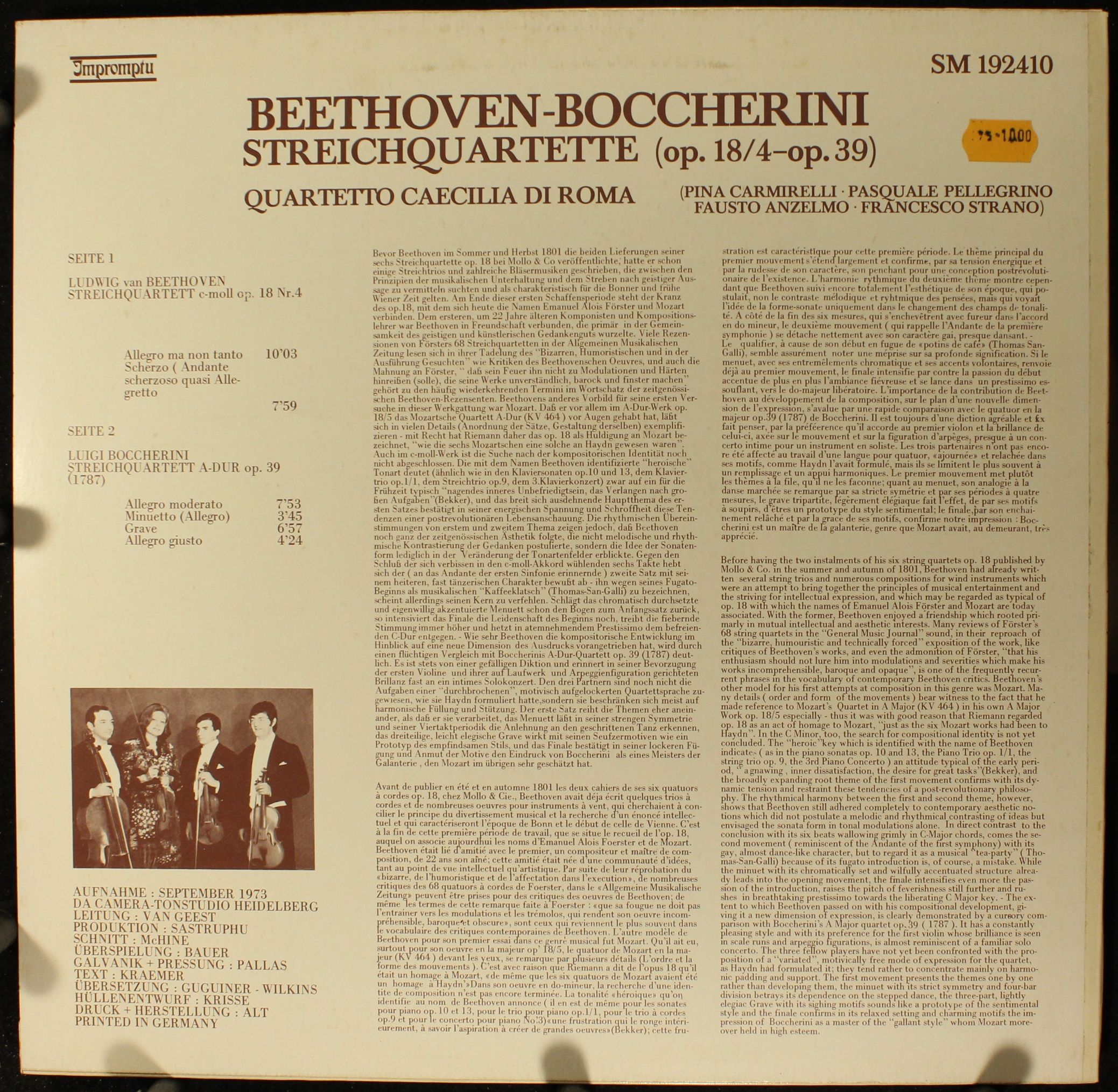 Impromptu SM 192410 - Ludwig van Beethoven, Luigi Boccherini, Qu - Image 2