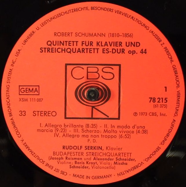 CBS 78215 - Robert Schumann, Johannes Brahms, Rudolf Serkin, Mic - Image 5