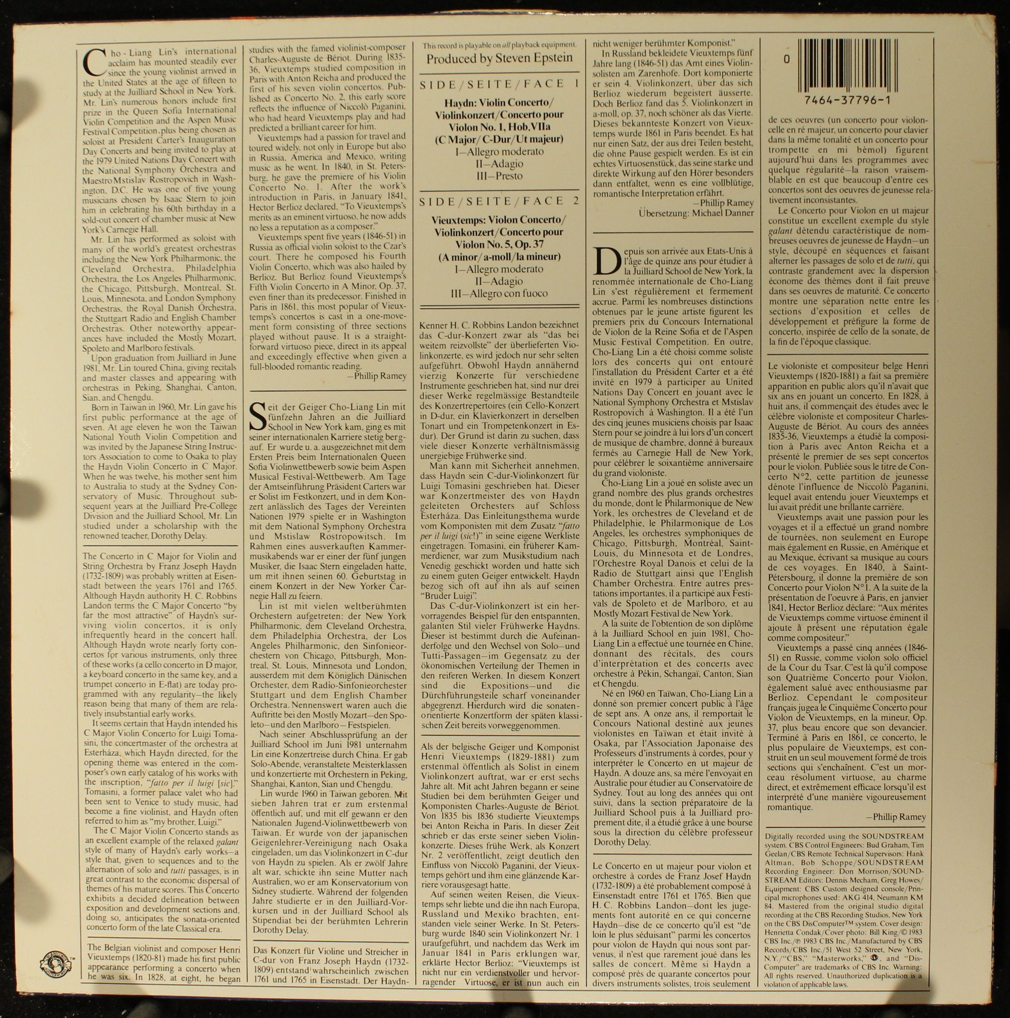 CBS Masterworks Digital IM 37796 - Joseph Haydn, Henri Vieuxtemp - Image 2