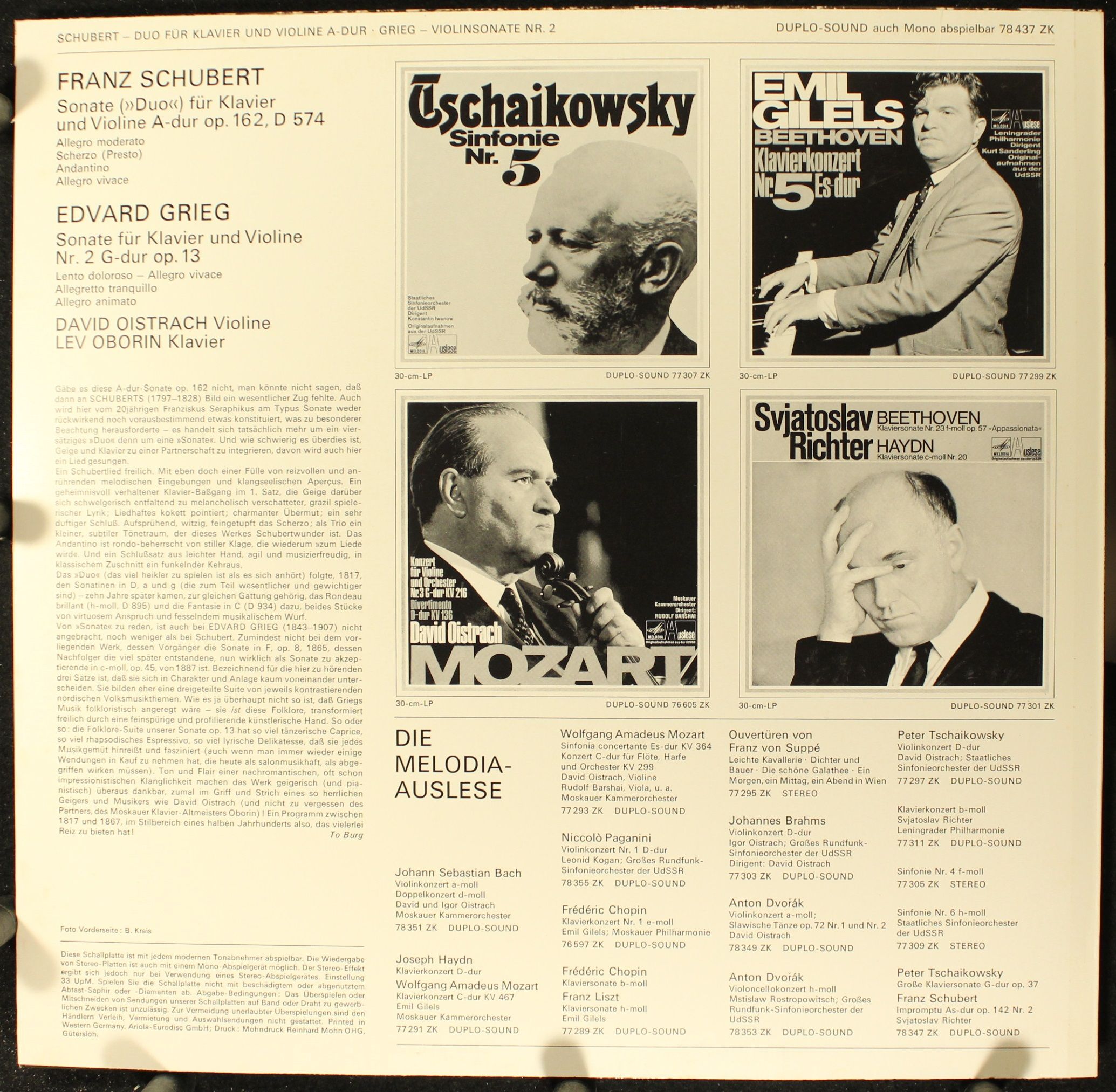 Eurodisc 78 437 ZK - David Oistrach, Lev Oborin, Franz Schubert, - Image 2