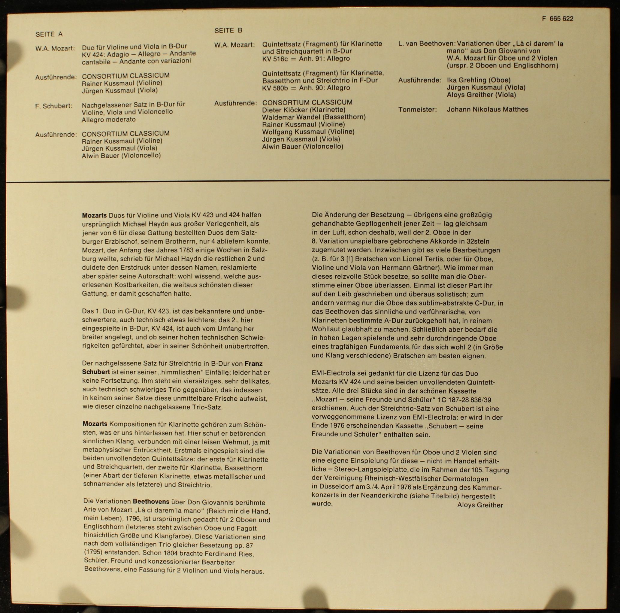 Not On Label F 665 622 - Wolfgang Amadeus Mozart, Franz Schubert - Image 2