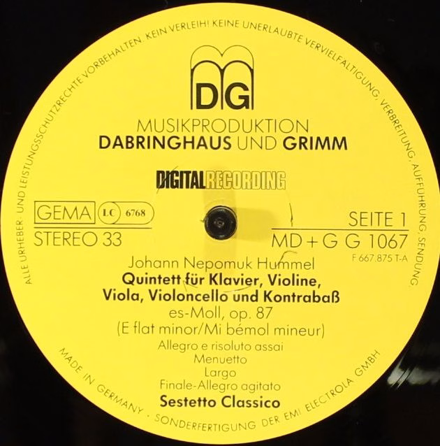 MDG MD+G G 1067 - Johann Nepomuk Hummel, Henri Bertini, Sestetto - Image 3