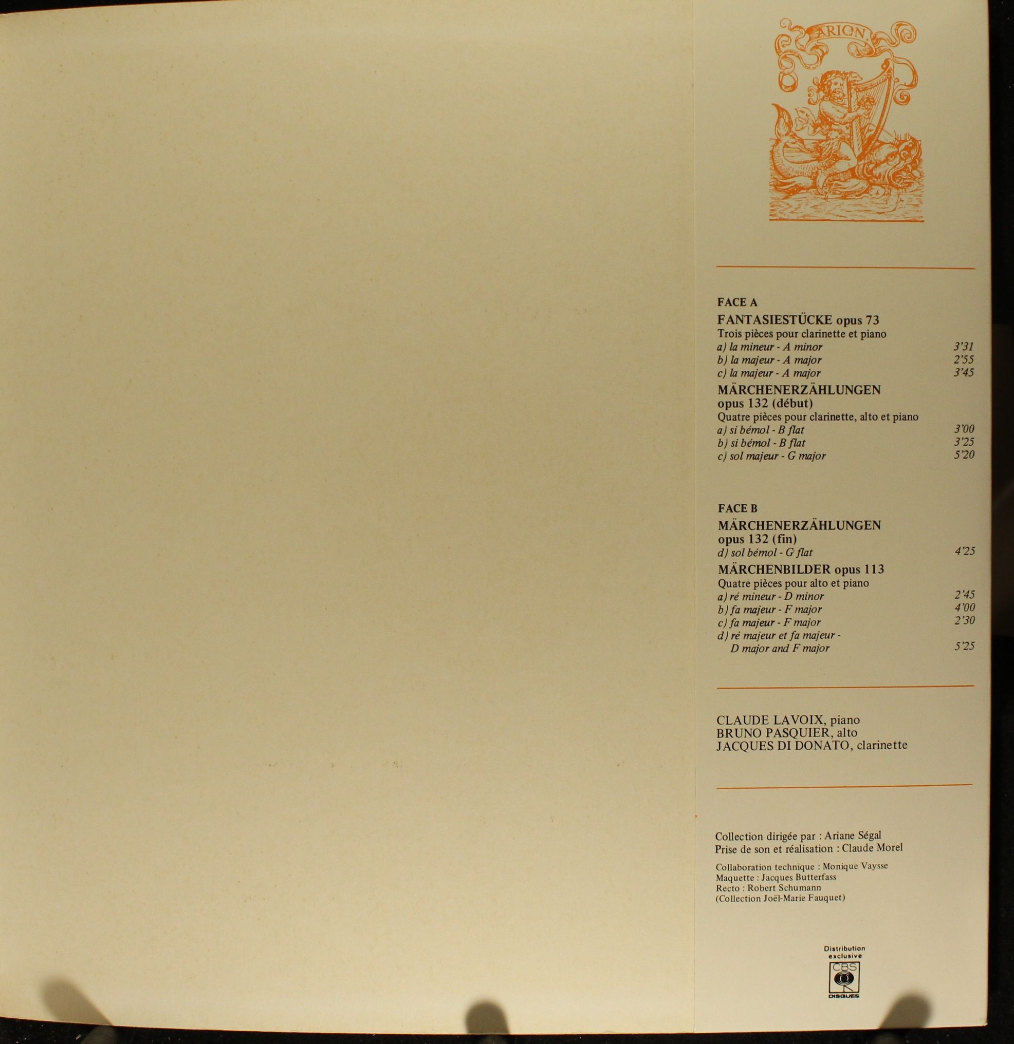 ARION ARN 38 317 - Robert Schumann, Claude Lavoix, Bruno Pasquie - Image 4