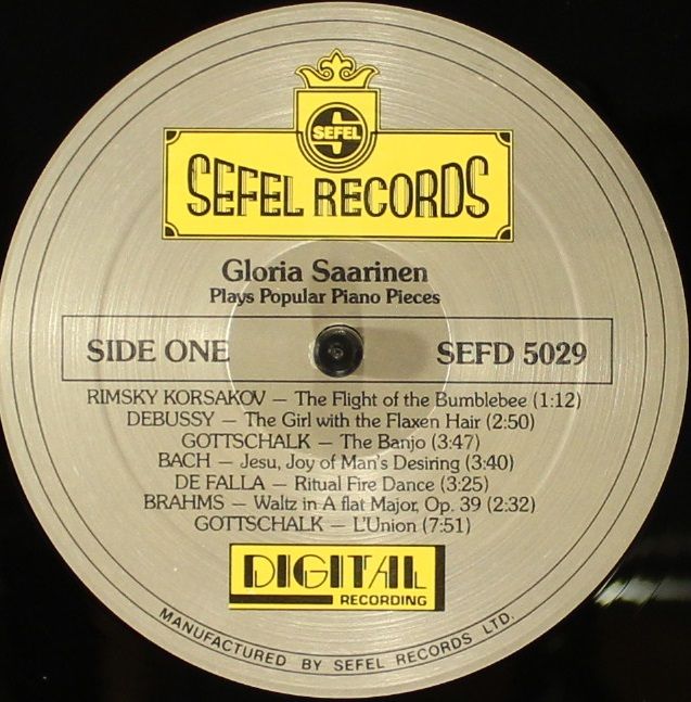 Sefel Records SEFD 5029 - Gloria Saarinen - Gloria Saarinen Play - Image 5