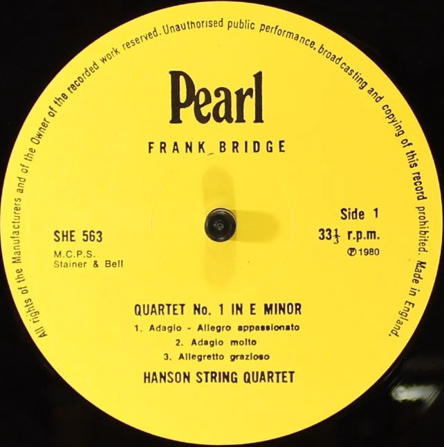 Pearl SHE563 - Frank Bridge, Ernest John Moeran, Hanson String Q - Image 5