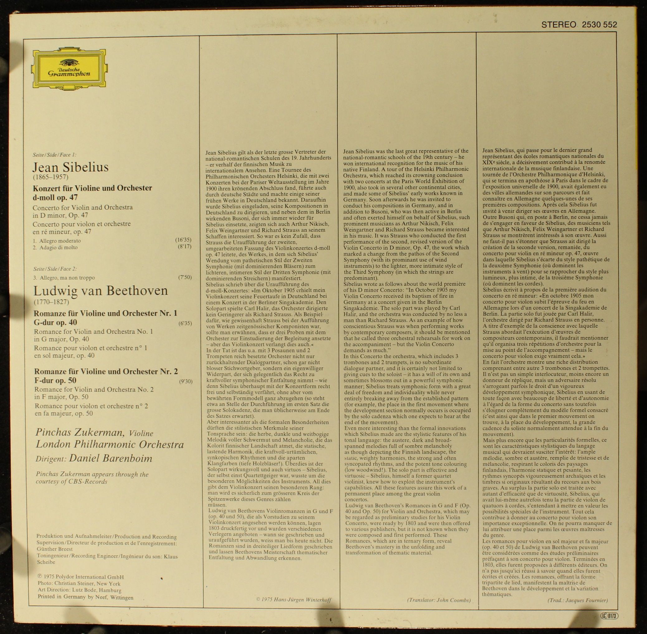 Deutsche Grammophon 2530 552 - Jean Sibelius, Ludwig van Beethov - Image 2