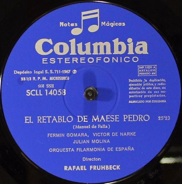 Columbia SCLL 14058 - Manuel De Falla, Orquesta Filarmonía de Es - Image 4
