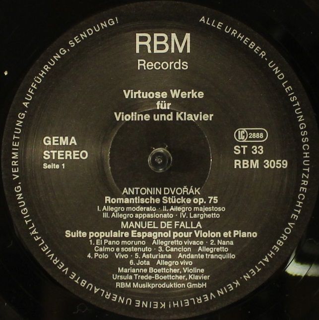 RBM Records RBM 3059 - Béla Bartók, Antonín Dvořák, Manuel De Fa - Image 3
