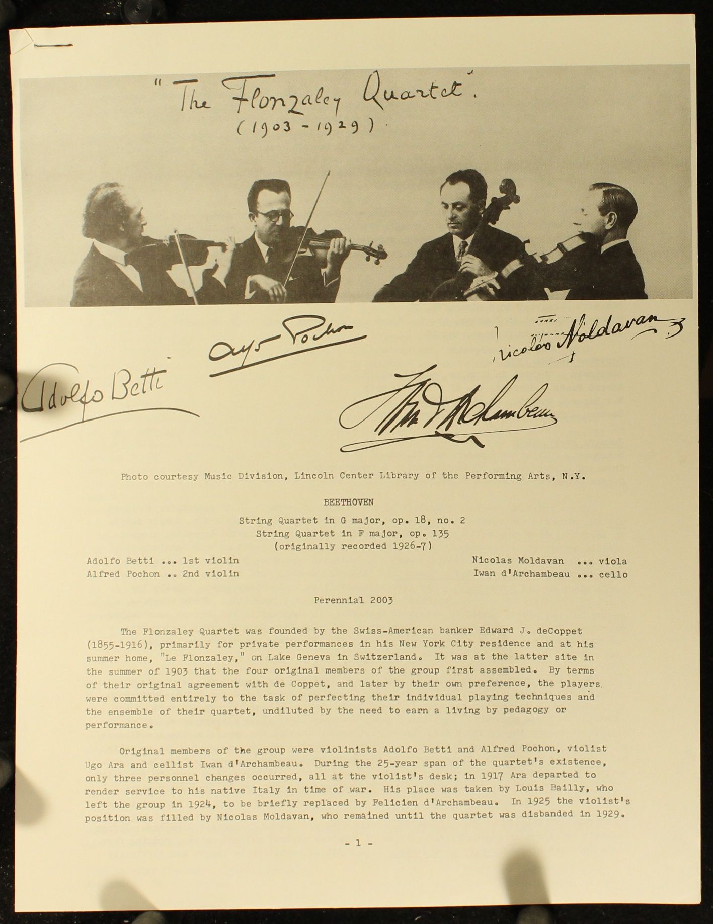 Perennial Records (3) 2003 - Ludwig van Beethoven, Flonzaley Qua - Image 2