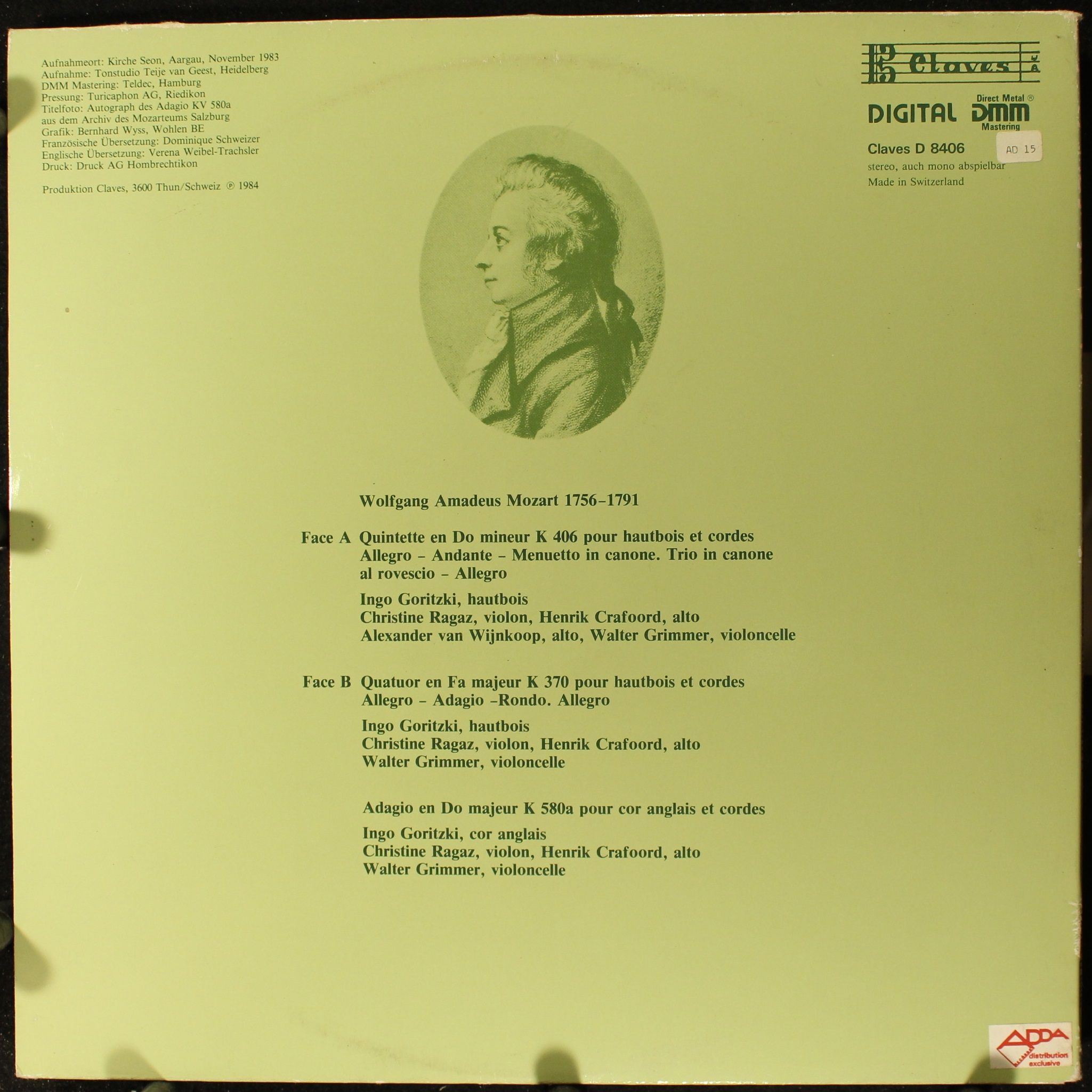 Claves D 8406 - Wolfgang Amadeus Mozart, Ingo Goritzki, Berner S - Image 2